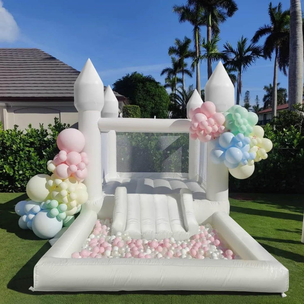 White Oasis Bounce Castle with Blower - 13x8 ft